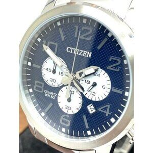 Citizen Men's Watch AN8050-51M Quartz Blue Dial Chronograph Silver Steel 42mm